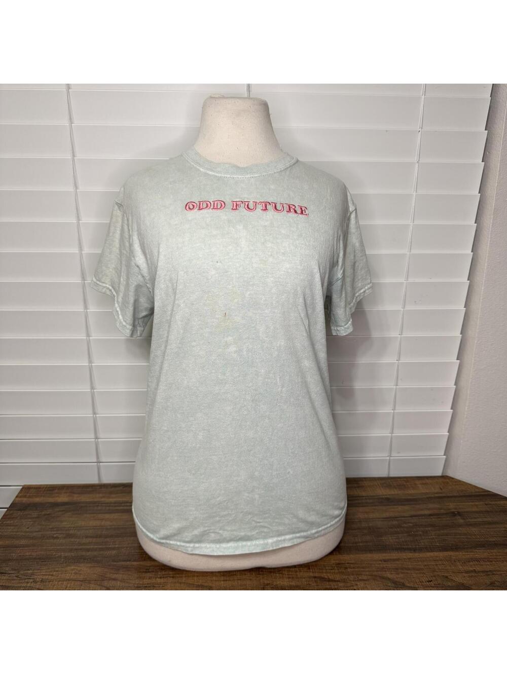 Odd Future Light Green Graphic Tee with Pink Embroidery Size Small